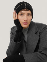 Contrast Stitch Mitten | Black