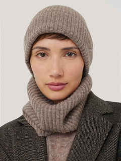 Wool Cashmere Blend Beanie | Oatmeal