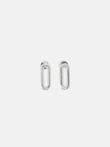 Small Link Stud Earrings | Silver