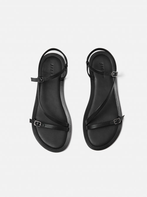 Asymmetrical Strappy Sandal | Black