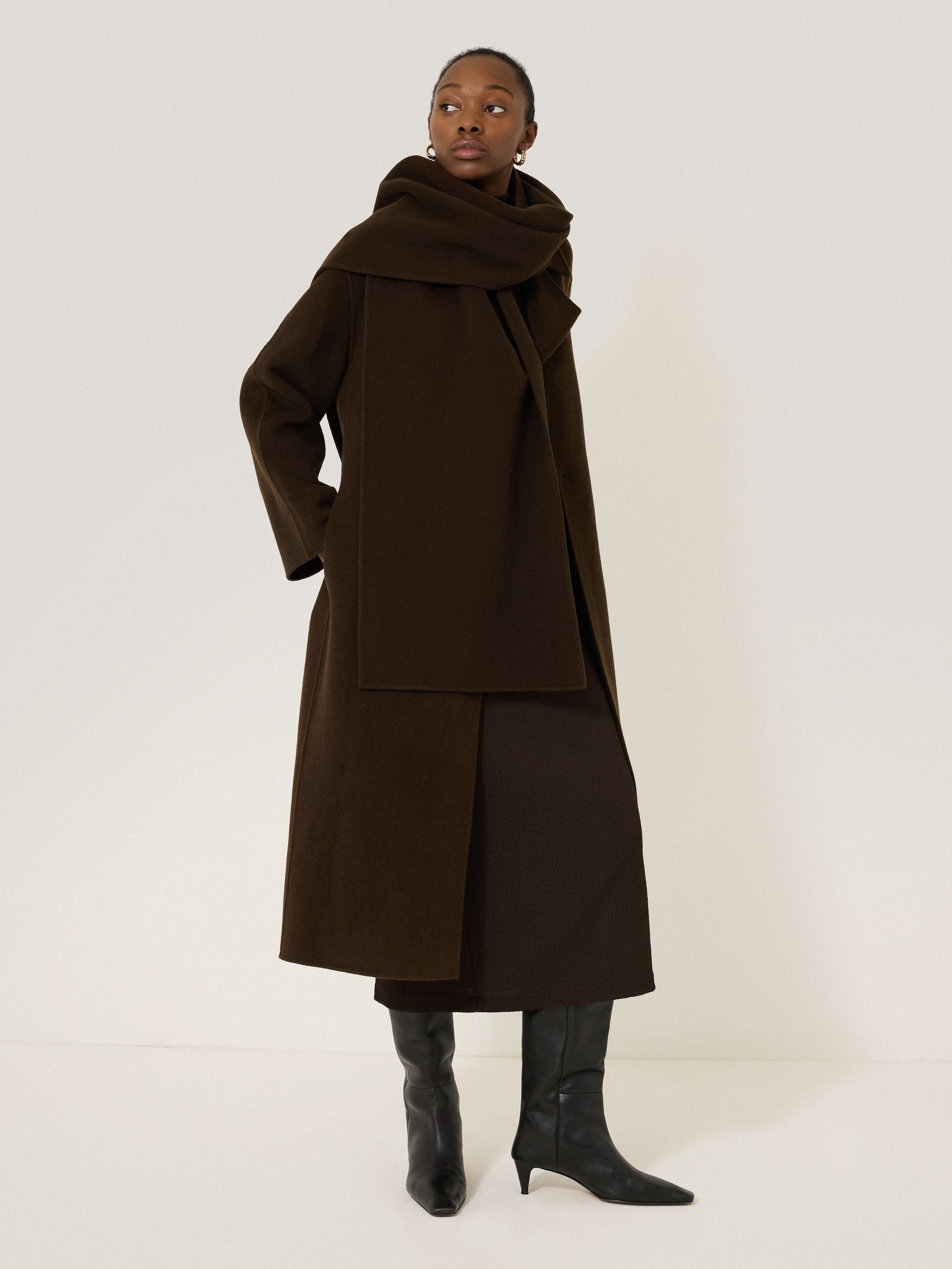 Double Faced Cocoon Wrap Coat | Chocolate – Jigsaw