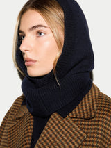 Wool Cashmere Hooded Snood | Navy