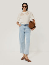 Embroidered Short Sleeve T-shirt | Cream