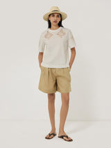 Embroidered Short Sleeve T-shirt | Cream
