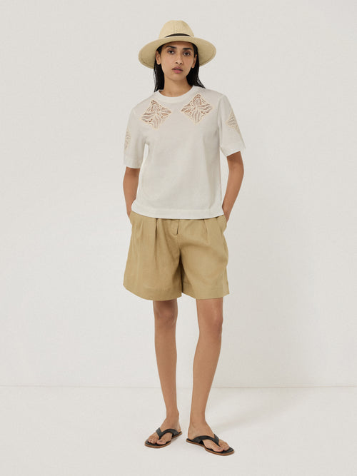 Muster Cream Embroidery Shirt - New In Tags 36/small