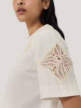 Embroidered Short Sleeve T-shirt | Cream