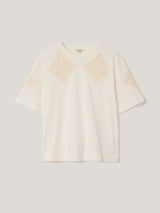 Embroidered Short Sleeve T-shirt | Cream