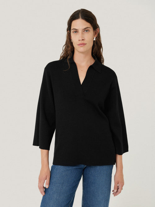 Knitted Kaftan Top | Black