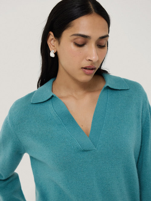 Compact Wool Collar Jumper | Powder Blue
