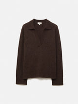Wool Cashmere Blend Collar Jumper | Brown
