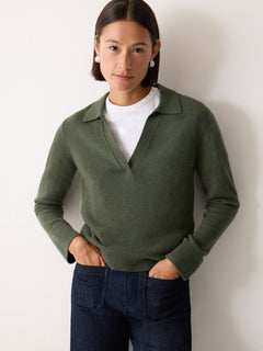 Wool Blend Collar Jumper | Green