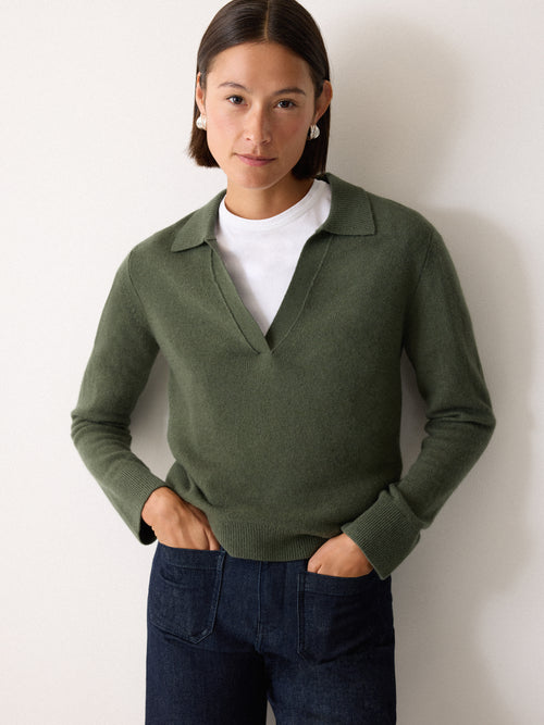 Wool Blend Collar Jumper | Green