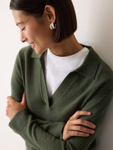 Wool Blend Collar Jumper | Green