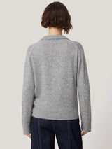 Wool Cashmere Blend Collar Jumper | Light Grey