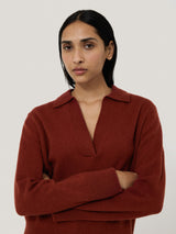 Compact Wool Collar Jumper | Red