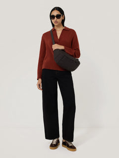 Compact Wool Collar Jumper | Red