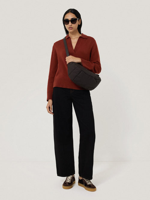 Compact Wool Collar Jumper | Red