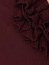 Merino Ruffle V Neck Jumper | Burgundy