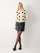Merino Embellished Knitted Cardigan | Ivory
