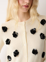 Merino Embellished Knitted Cardigan | Ivory