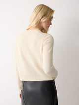 Merino Embellished Knitted Cardigan | Ivory