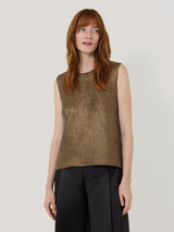 Cotton Metallic Crew Tank | Gold