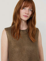 Cotton Metallic Crew Tank | Gold