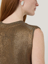 Cotton Metallic Crew Tank | Gold