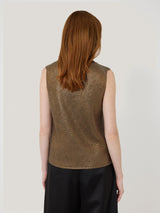 Cotton Metallic Crew Tank | Gold