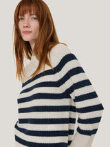 Cotton Blend Stripe Jumper | Navy