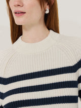 Cotton Blend Stripe Jumper | Navy