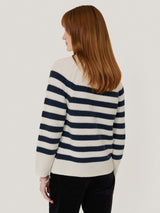 Cotton Blend Stripe Jumper | Navy