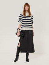 Cotton Blend Stripe Jumper | Navy