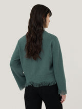 Silk Blend Boucle Fringe Top | Blue