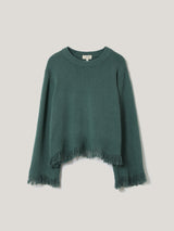 Silk Blend Boucle Fringe Top | Blue