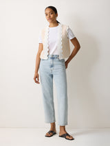 Scallop Trim Waistcoat | Cream