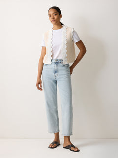Scallop Trim Waistcoat | Cream