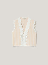 Scallop Trim Waistcoat | Cream