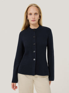 Cotton Blend Knit Cardigan | Navy