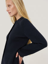 Cotton Blend Knit Cardigan | Navy