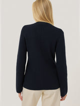 Cotton Blend Knit Cardigan | Navy