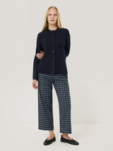 Cotton Blend Knit Cardigan | Navy