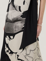 Collage Print Scarf Dress | Monochrome