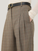 Nik Cotton Check Trouser | Brown