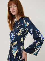 Hidden Floral Satin Dress | Navy