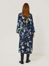 Hidden Floral Satin Dress | Navy