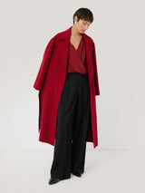 Recycled Satin Drape Wrap Top | Red