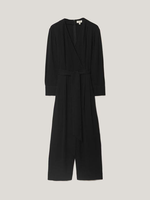 Crepe Wrap Front Jumpsuit | Black – Jigsaw