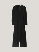Crepe Wrap Front Jumpsuit | Black