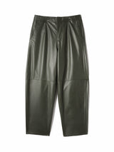 Leather Barrel Leg Trouser | Green